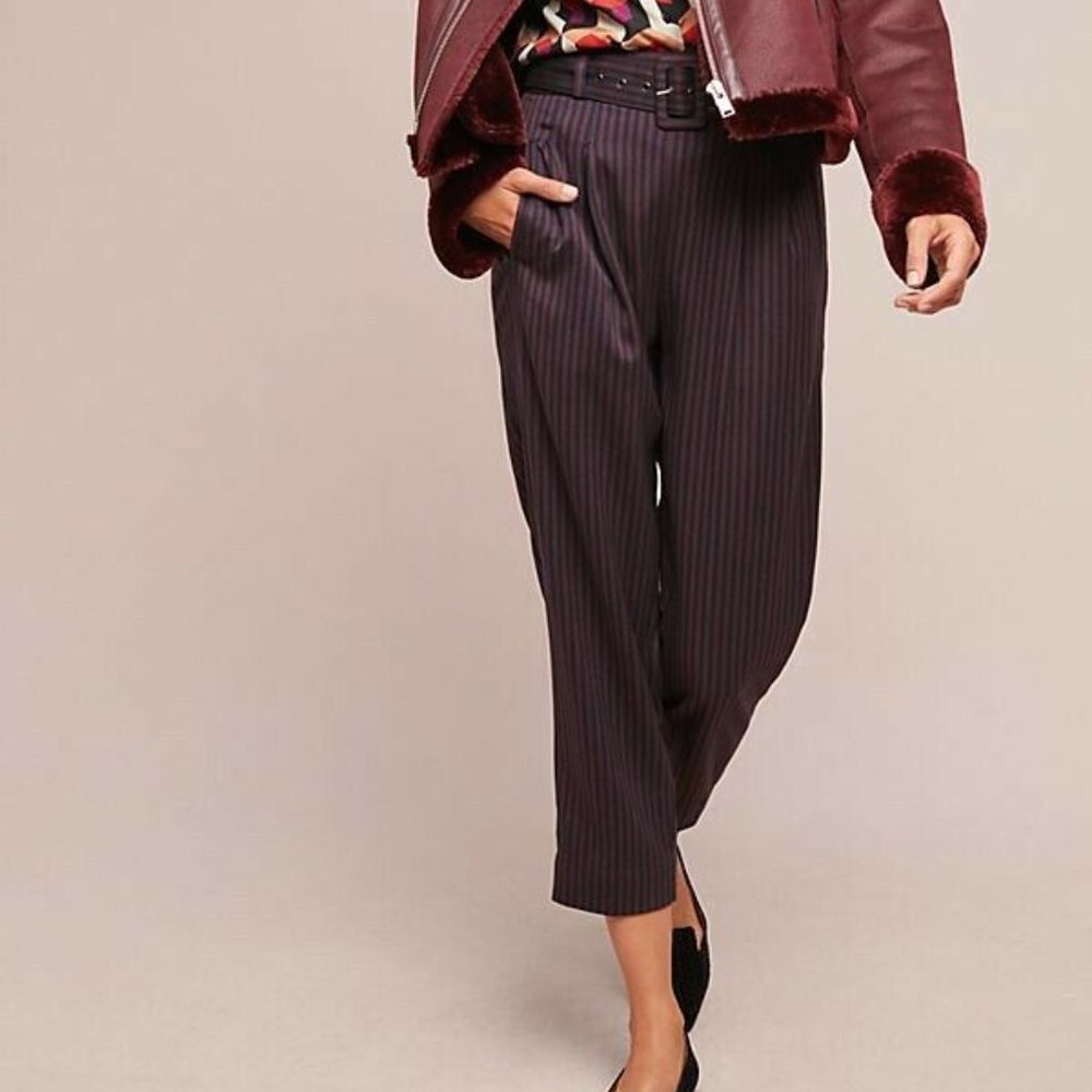 Anthropology Striped Pants with Belt, NWT 10